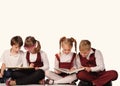 group of school children together. Studio picture, white background Royalty Free Stock Photo