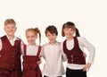 group of school children together. Studio picture, white background Royalty Free Stock Photo