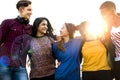 Group of school friends outdoors arms around one another togetherness and community concept Royalty Free Stock Photo