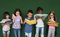 Group of school kids reading for education Royalty Free Stock Photo