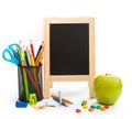 Group of school objects on a white background