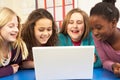 Group Of Schoolgirls In IT Class