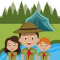 Group Of Scouts In The Camping Zone