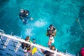 Group of scuba divers with equipment before diving at Similan Ma