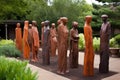 group of sculptures displayed in outdoor park or garden setting