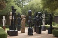 group of sculptures displayed in outdoor park or garden setting