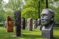group of sculptures in a park, each offering its own unique view