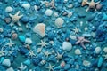 A group of sea shells and starfish on a beach. AI generative image Royalty Free Stock Photo