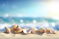 A group of seashells on a sandy beach Royalty Free Stock Photo