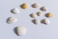 Group of seashells on white table in nice composition 2 Royalty Free Stock Photo