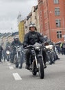 Group of senior bikers on old fashioned motorcycles Royalty Free Stock Photo