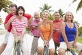 Group Of Senior Friends Having Fun On Bicycle Ride Royalty Free Stock Photo