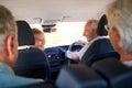 Group Of Senior Friends Sitting In Car Driving To Vacation Royalty Free Stock Photo