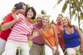 Group Of Senior Friends Taking Selfie On Bicycle Ride Royalty Free Stock Photo