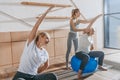 group of senior people exercising with fitness balls Royalty Free Stock Photo