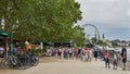 Rhine in Flames Festival attracts crowds of people on the Mosel River Promenade in Koblenz, Germany. Royalty Free Stock Photo