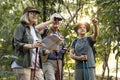 Group of senior trekkers checking a map for direction Royalty Free Stock Photo