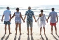 Group of seniors on the beach Royalty Free Stock Photo