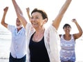 Group of seniors on the beach Royalty Free Stock Photo