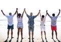 Group of seniors on the beach Royalty Free Stock Photo