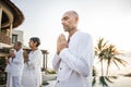 Group of seniors practicing yoga in the morning Royalty Free Stock Photo