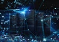 Group of server with fast digital network connection Royalty Free Stock Photo