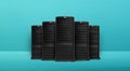 Group of server with fast digital network connection. Cyan background Royalty Free Stock Photo