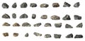 Set Stones isolated on white background Royalty Free Stock Photo