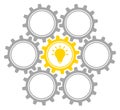 Group Of Seven Graphic Gears Idea Middle Gray And Yellow