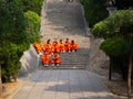 The group of Shaolin Children Monk was Training kungfu inside the Original Shaolin Temple. Dengfeng City, Zhengzhou City, Henan