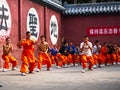 The group of Shaolin Children Monk was Training kungfu inside the Original Shaolin Temple. Dengfeng City, Zhengzhou City, Henan