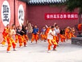 The group of Shaolin Children Monk was Training kungfu inside the Original Shaolin Temple. Dengfeng City, Zhengzhou City, Henan