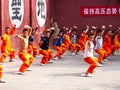 The group of Shaolin Children Monk was Training kungfu inside the Original Shaolin Temple. Dengfeng City, Zhengzhou City, Henan