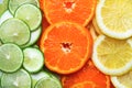 Group of shape  slices fruits background lime, orange and lemon freshness fruit Royalty Free Stock Photo