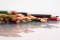 Group of sharp colored pencils with white background Royalty Free Stock Photo