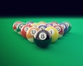 Group of shiny billiard balls with soft edges. 3d illustration