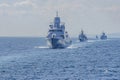 Group of ships during training in the Black Sea.Bulgaria/07.19.2018/Military ships on water. Editorial used only.