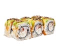 Group of shrimp and cheese cream uramaki sushi isolated on white background Royalty Free Stock Photo