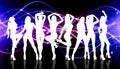 Group of silhouette girls dancing