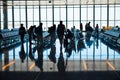 Group of silhouette people in airport Royalty Free Stock Photo
