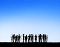 Group Silhouettes Social Networking Outdoors Concept Royalty Free Stock Photo