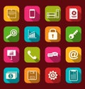 Group simple flat icons of business and financial items, with lo