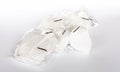 Group of simple white protective KN95 face masks in plastic packages New anti viral safety protection masks