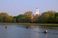 Rowing past Harvard University Royalty Free Stock Photo