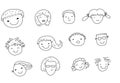 Group of sketch people face set Royalty Free Stock Photo