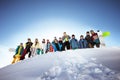 Group of skiers and snowboarders Royalty Free Stock Photo