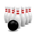 Group of Skittles with Bowling Ball Royalty Free Stock Photo