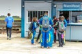 Group of skydivers preparing to fly. Royalty Free Stock Photo