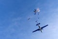 A group of skydivers. Skydiving in the amazing sky. Royalty Free Stock Photo