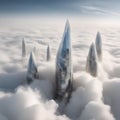 Group of skyscrapers amidst the clouds Royalty Free Stock Photo